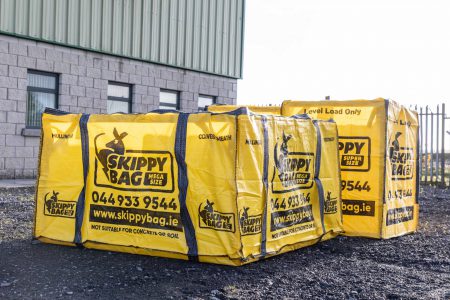 Large yellow skip bags